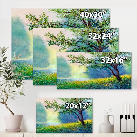 Designart - Summer Forest With River and Waterfall